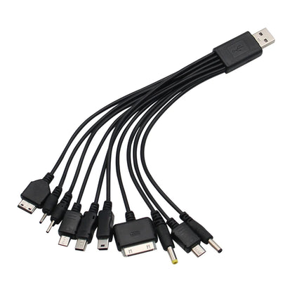 10-in-1 Multi-Head USB Charging Cable - Universal Multi-Port Phone Charger Cord for Samsung, Nokia & More