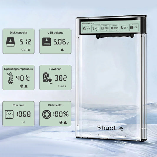 2.5" HDD/SSD SATA to USB 3.2 Enclosure – 5Gbps External Hard Drive Case with Transparent Housing