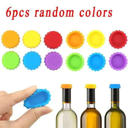 2/6/12pcs Silicone Beer Bottle Caps - Preservative Covers for Wine, Vinegar, Soy Sauce & Bar Accessories (3cm Stoppers)