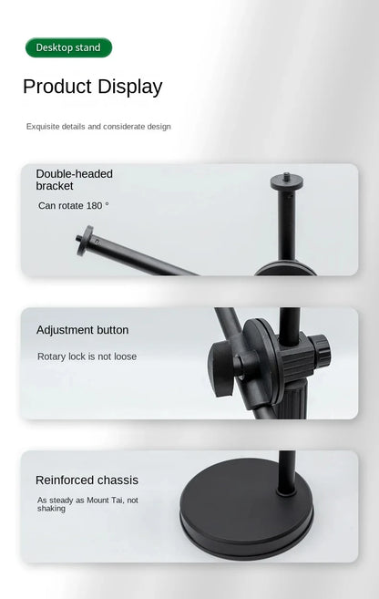 Overhead Tripod with Ring Light and Tabletop Stand, Mobile Phone Holder, Boom Arm for Nail Art and Photography
