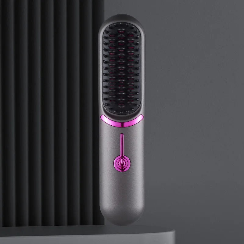 Cordless Mini Hair Straightening Brush – Portable Ionic Hot Comb for Women