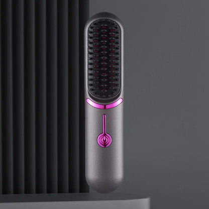 Cordless Mini Hair Straightening Brush – Portable Ionic Hot Comb for Women