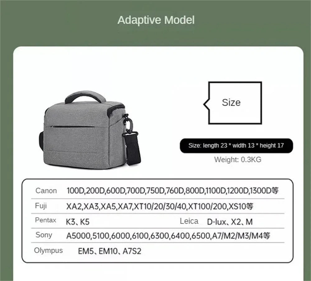 DSLR Camera Shoulder Bag – Portable Nylon Handbag & Crossbody Case for Sony, Nikon, Canon, Panasonic Equipment