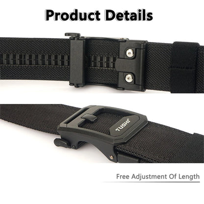 TUSHI Hard Tactical Belt for Men – Sturdy Nylon with Metal Automatic Buckle, Military & Police Duty, Outdoor IPSC Accessories