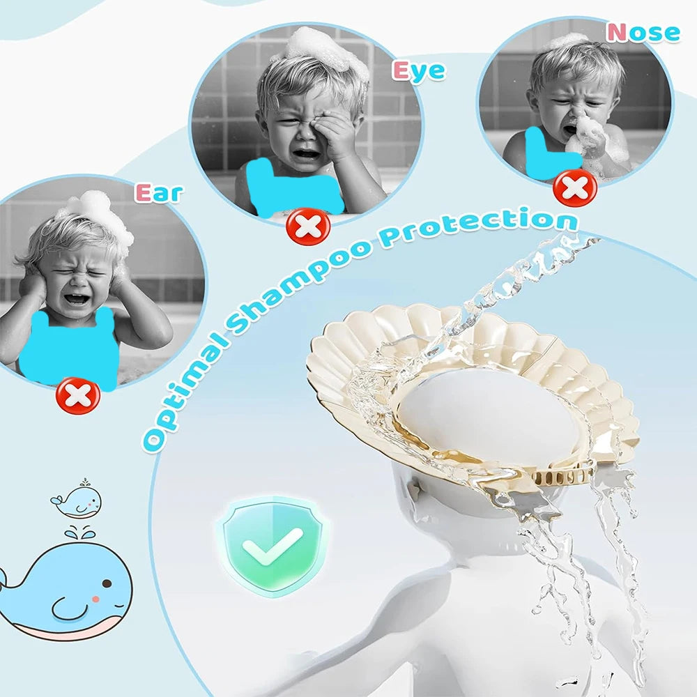 Baby Shower Soft Shampoo Cap – Adjustable Kids Bathing Hat with Ear Protection, Waterproof Head Cover for Safe Hair Washing