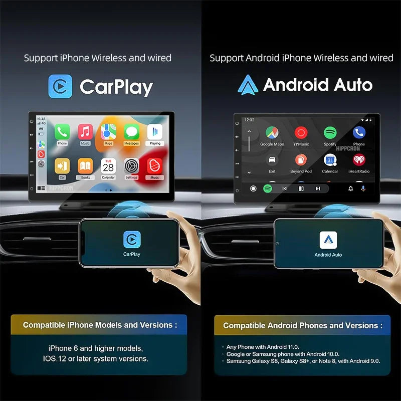 9-Inch Car Radio Multimedia Player — IPS Touch Screen with CarPlay, Android Auto, Bluetooth, AUX & MirrorLink Universal