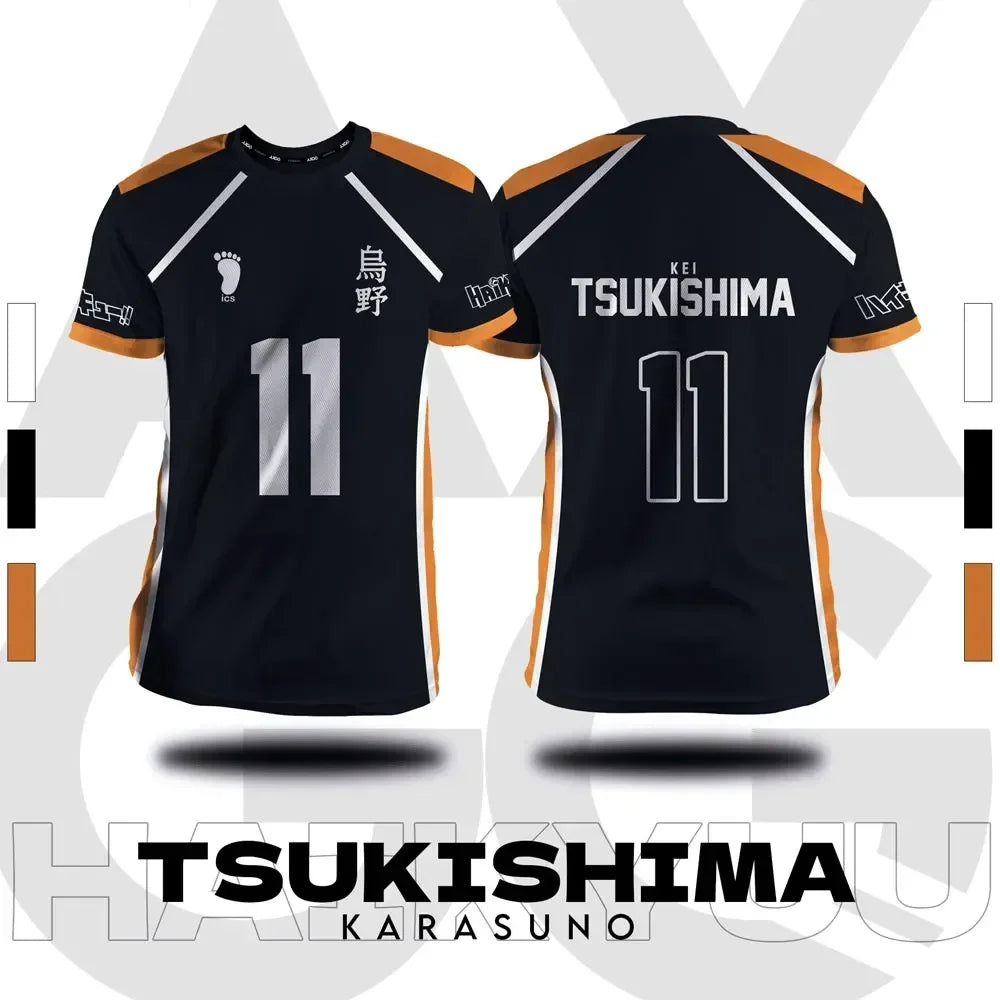 Haikyuu Anime Cosplay Jersey - Fukurodani and Hinata Short-Sleeve T-Shirt for Men and Children