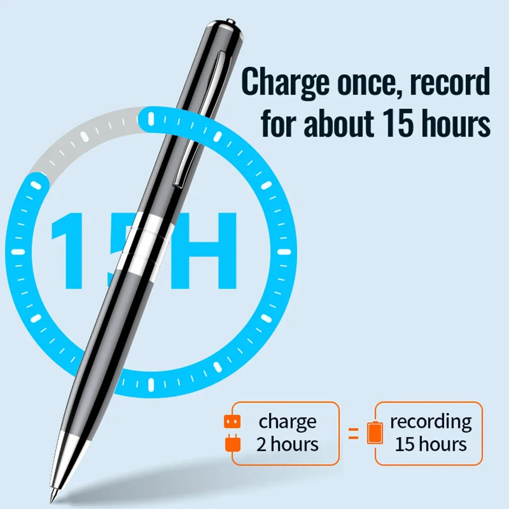 Digital Voice Recorder Pen — Professional Audio WAV Recording, Rechargeable Dictaphone & MP3 Player