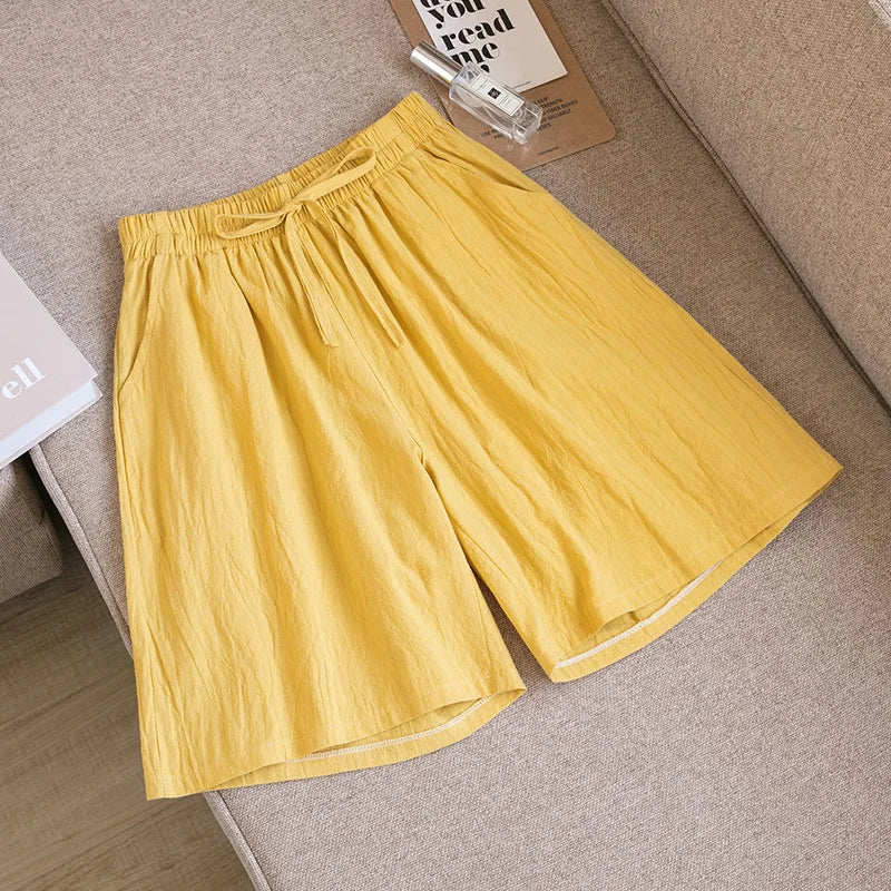 2024 Women’s High Waist Cotton Summer Shorts with Pockets – Casual Loose Fit Soft Cool Shorts for Girls