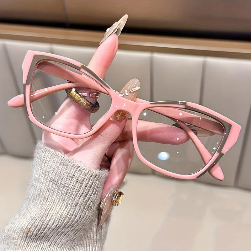 Women's Blue Light Blocking Cat Eye Reading Glasses – Fashion Color Block Readers 1.0–4.0 Strength