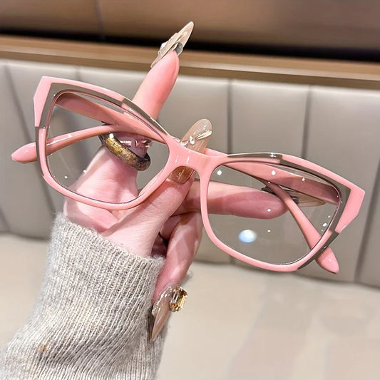 Women's Blue Light Blocking Cat Eye Reading Glasses – Fashion Color Block Readers 1.0–4.0 Strength