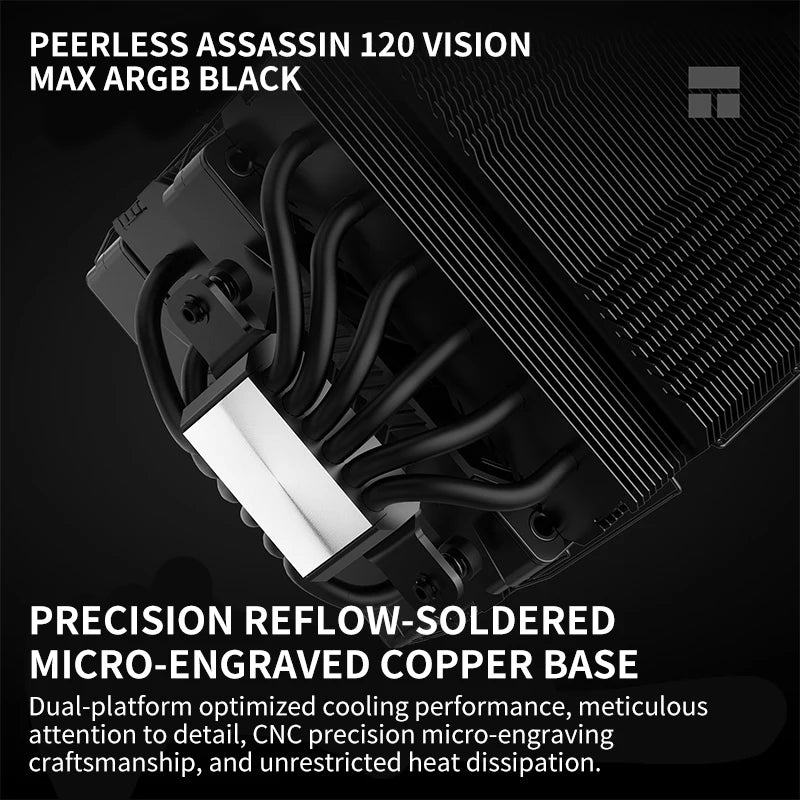 Thermalright Peerless Assassin 120 VISION MAX CPU Air Cooler – AGHP 5.0 6x6mm Heat Pipes 5-inch Display High Performance Radiator for Intel LGA1851/1700 & AMD AM5