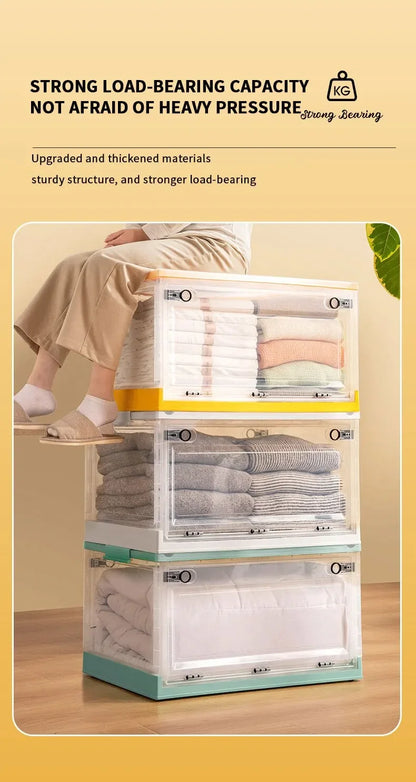 Foldable Transparent Storage Trunk – Large Capacity Plastic Organizer for Clothes and Home Wardrobe