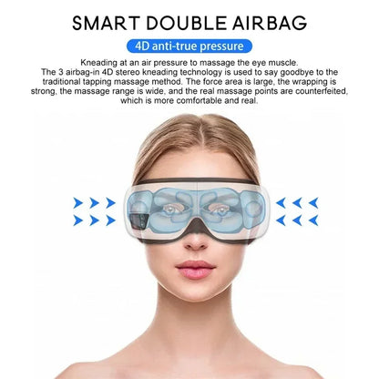 6D Rechargeable Eye Massager – Vibrating Hot Compress with Bluetooth Music for Relaxation, Sleep Improvement & Eye Care