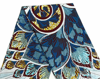 Grand Super African Wax Fabric - 100% Cotton Nigerian Glitter Glam Gold Ankara Print for Sewing