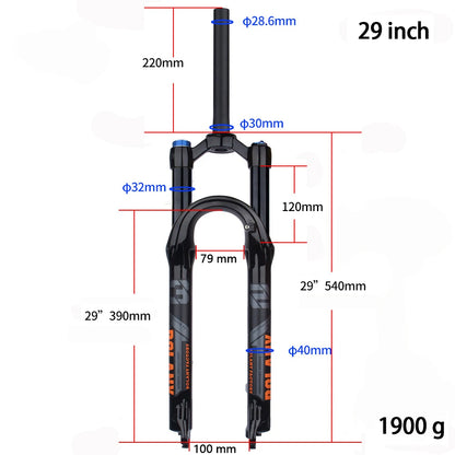 BOLANY Mountain Bike Fork – 29 Inch MTB Air Suspension, Shock Absorbing Fork for Downhill & MTB Bikes