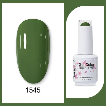 Clou Beaute 15ml Gel Nail Polish Set – Red Black White Green Neon UV Soak-Off Semi-Permanent Nail Varnish Base & Velvet Top Coat