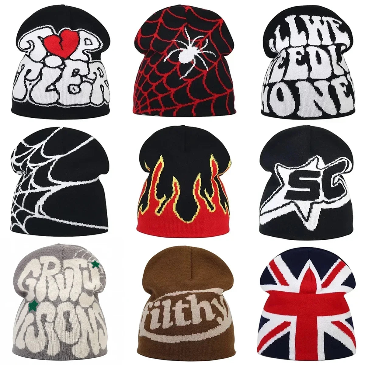 Y2K Letter Knitted Beanie Cap – Unisex Winter Autumn Warm Ski Skullcap, Hip Hop Streetwear Ear Cover Hat for Men & Women