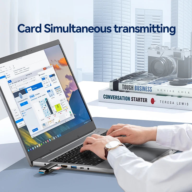 SAMZHE USB 3.2 Card Reader - Dual-Slot SD & MicroSD TF Reader with USB-A & USB-C Support