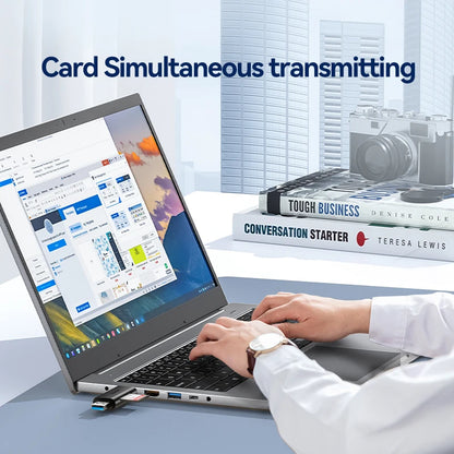 SAMZHE USB 3.2 Card Reader - Dual-Slot SD & MicroSD TF Reader with USB-A & USB-C Support