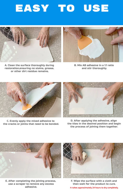 Tile and Ceramic Repair Kit - Waterproof Crack, Chip, and Gap Filler for Floors, Toilets, Sinks, and Bathtubs