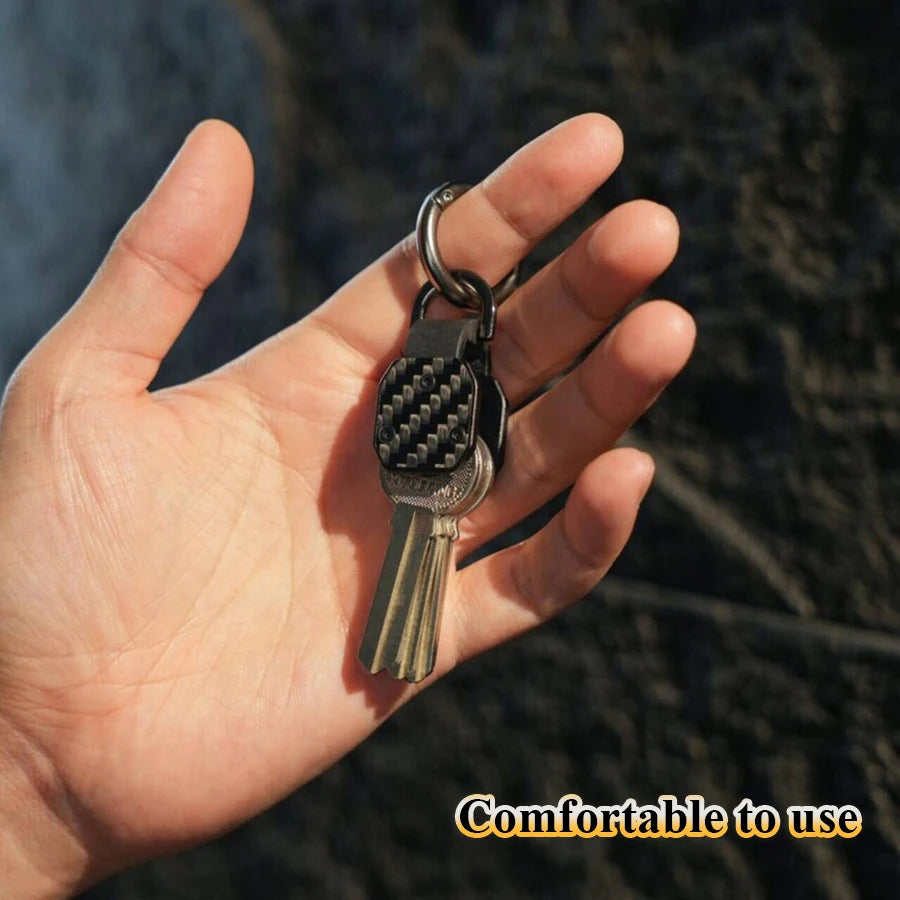 EDC Mini Key Organizer – Aluminum & Carbon Fiber Keychain Holder for Car Key Fob & Keys
