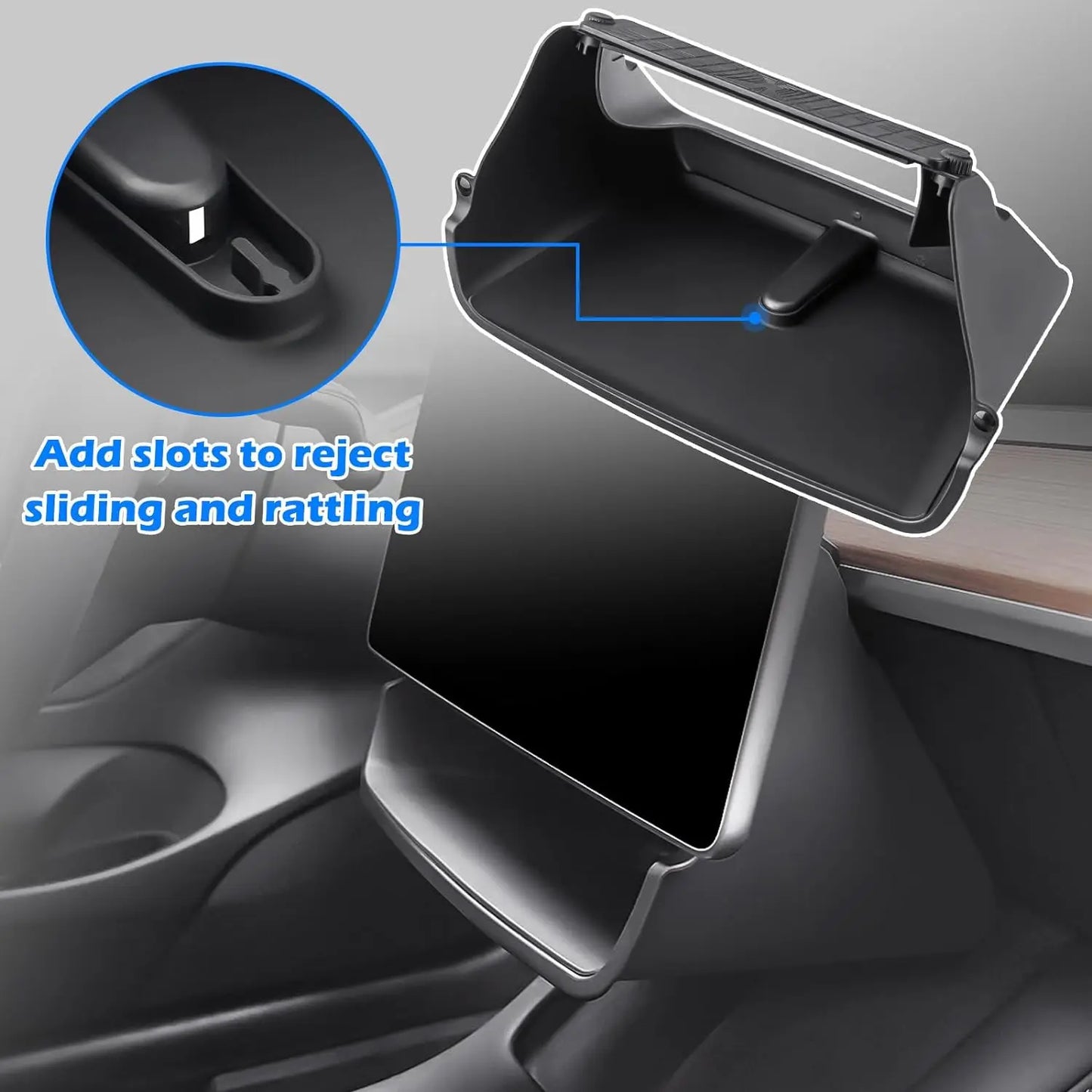 Center Console Organizer for Tesla Model 3 & Model Y Highland – Anti-Slip Under Screen Storage Box with Screen Back Storage