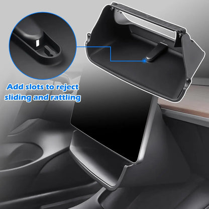 Center Console Organizer for Tesla Model 3 & Model Y Highland – Anti-Slip Under Screen Storage Box with Screen Back Storage