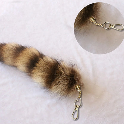 Plush Fur Tail Keychain - Soft Fluffy Faux Fur Bag Charm Pendant for Girls & Children 28cm