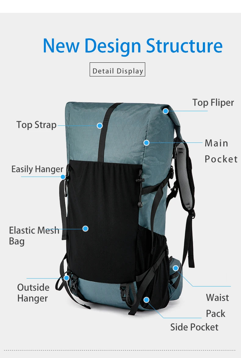 40L Outdoor Hiking Backpack – Waterproof Camping & Climbing Bag, Large Capacity Travel Backpack for Men & Women (2024 New)