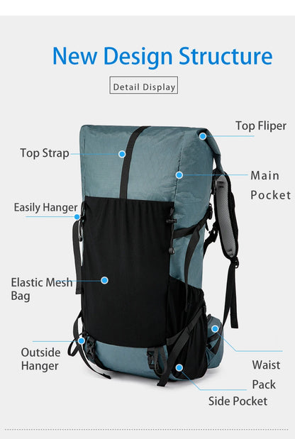 40L Outdoor Hiking Backpack – Waterproof Camping & Climbing Bag, Large Capacity Travel Backpack for Men & Women (2024 New)