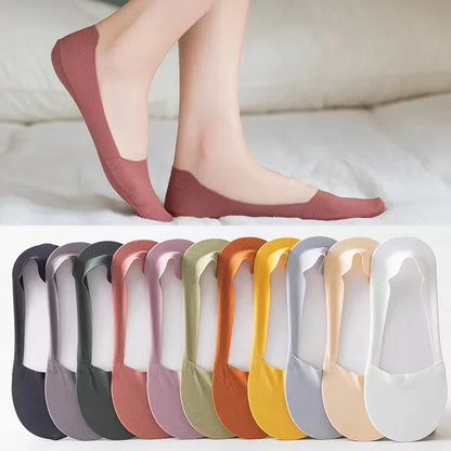 3 Pairs Women's Invisible Low-Cut Socks – Breathable Non-Slip Cotton No-Show Summer Socks