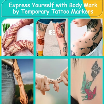 8-Pack Temporary Tattoo Pens – Liquid Ink for Body Art, Parties & Celebrations