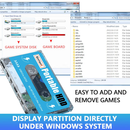 KINHANK Super Console 500GB Gaming HDD – 100,000 Games, 70 Emulators for DC/MAME/SS/NAOMI/PS2/PS1, Plug & Play with Batocera OS