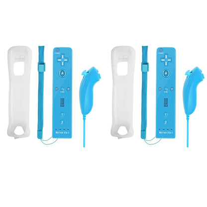 2-in-1 Nintendo Wii Controller Set | Wireless Remote Gamepad with Motion Plus Joystick & Silicone Case