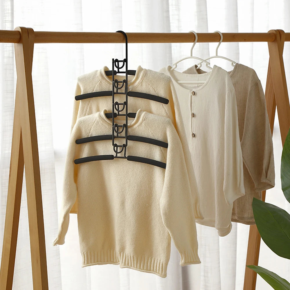 5-Layer Indoor Clothes Drying Rack — Space-Saving Mounted Hanger with Detachable Storage