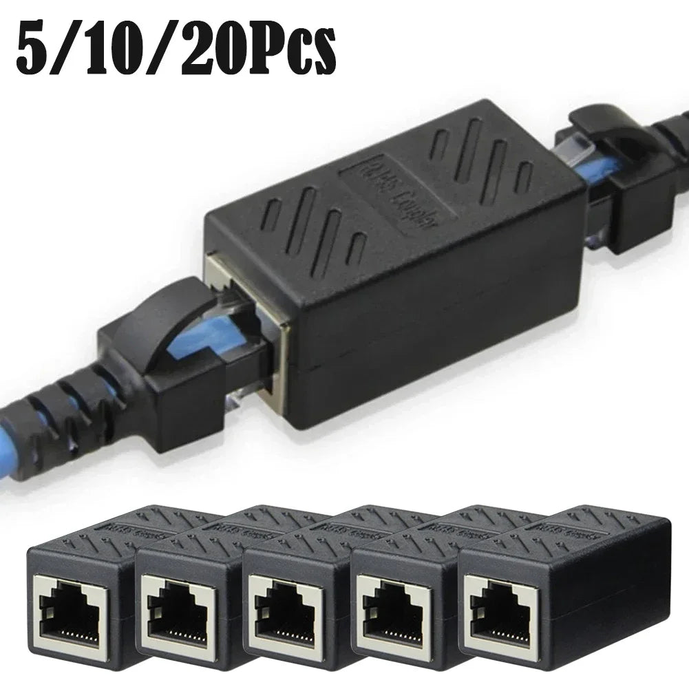 5/10/20Pcs RJ45 Ethernet Coupler – Female to Female LAN Connector Adapter for Cat5e, Cat6, Cat7 Cable Extender
