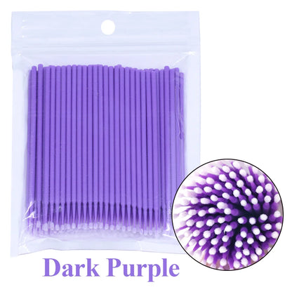 100pcs Eyelash Cleaning Brushes – Micro Cotton Swabs for Lash Extensions & Makeup Remover