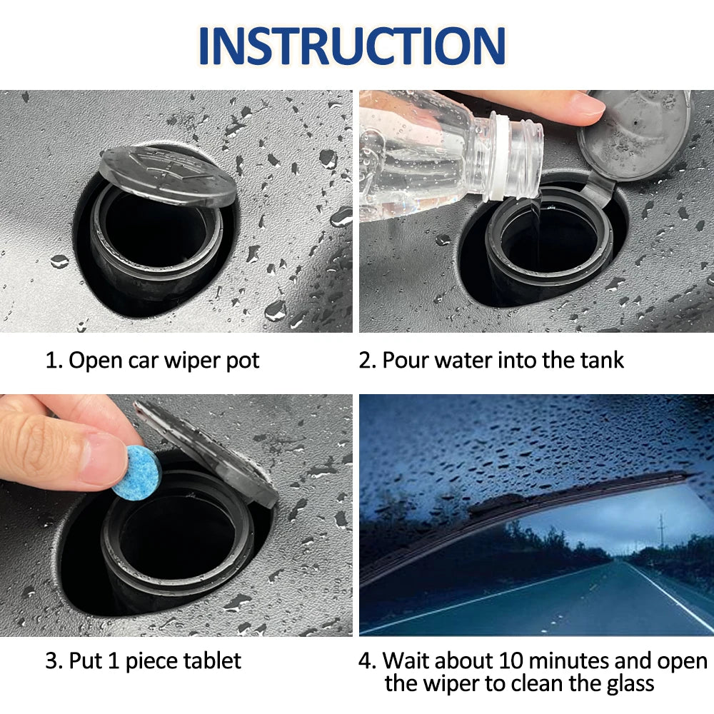 Car Windshield Glass Cleaner Effervescent Tablets: Windscreen Wiper Solid Cleaner - Toilet Cleaning Car Accessories