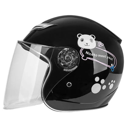 Children's Helmet with Cute Cartoon Pattern – Anti-Fall Open Face Safety Helmet for Kids, Four Seasons Motorcycle Protection