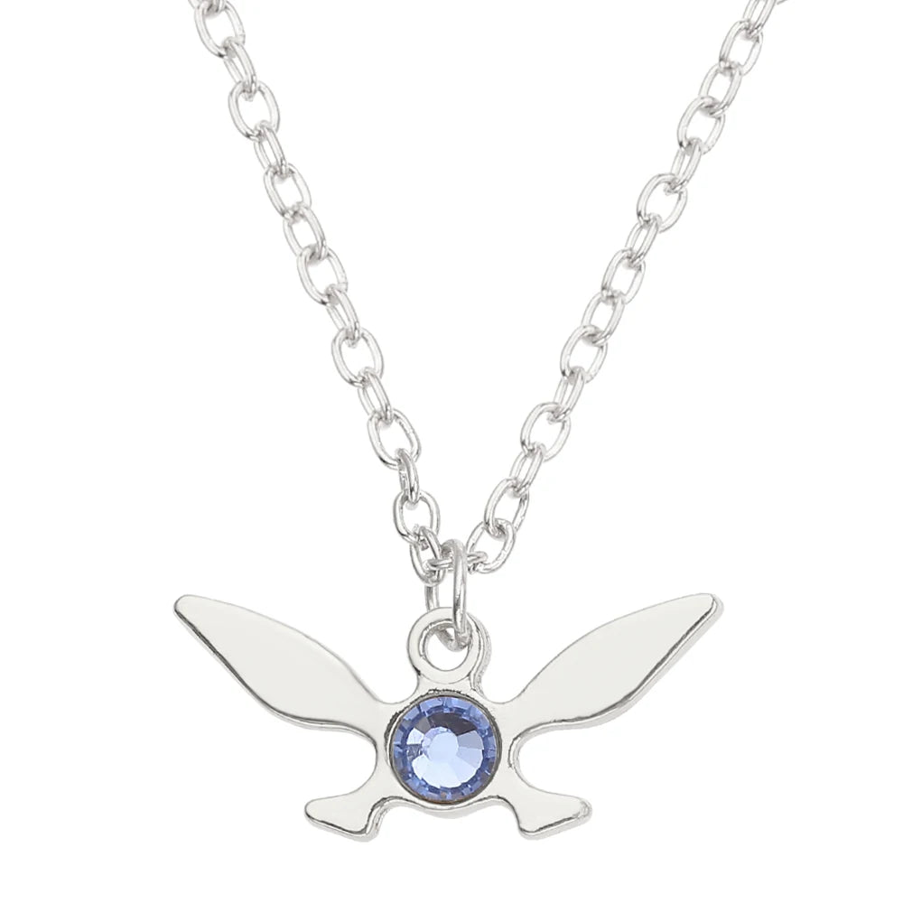 Silver Butterfly Crystal Necklace – Unisex Cosplay Jewelry Gift for Women & Men