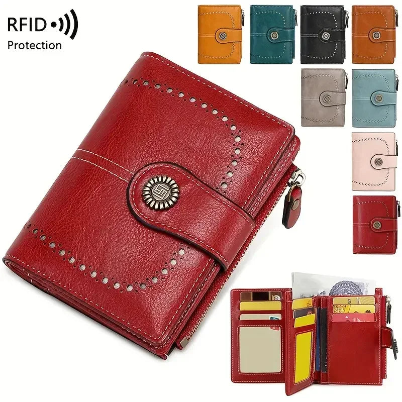 Fashionable Women’s Retro Short Wallet – PU Leather Multifunctional Handbag with Large Capacity, Multi-Card Slot & Coin Pocket