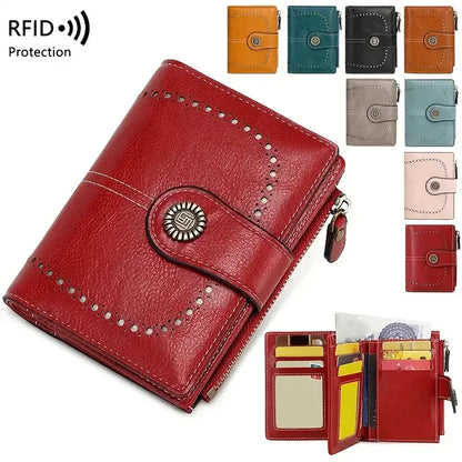Fashionable Women’s Retro Short Wallet – PU Leather Multifunctional Handbag with Large Capacity, Multi-Card Slot & Coin Pocket