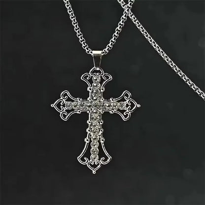 European & American Retro Gothic Cross Necklace – Unisex Hip-Hop Fashion Pendant for Men & Women, Street Style Trendsetter Jewelry Accessory