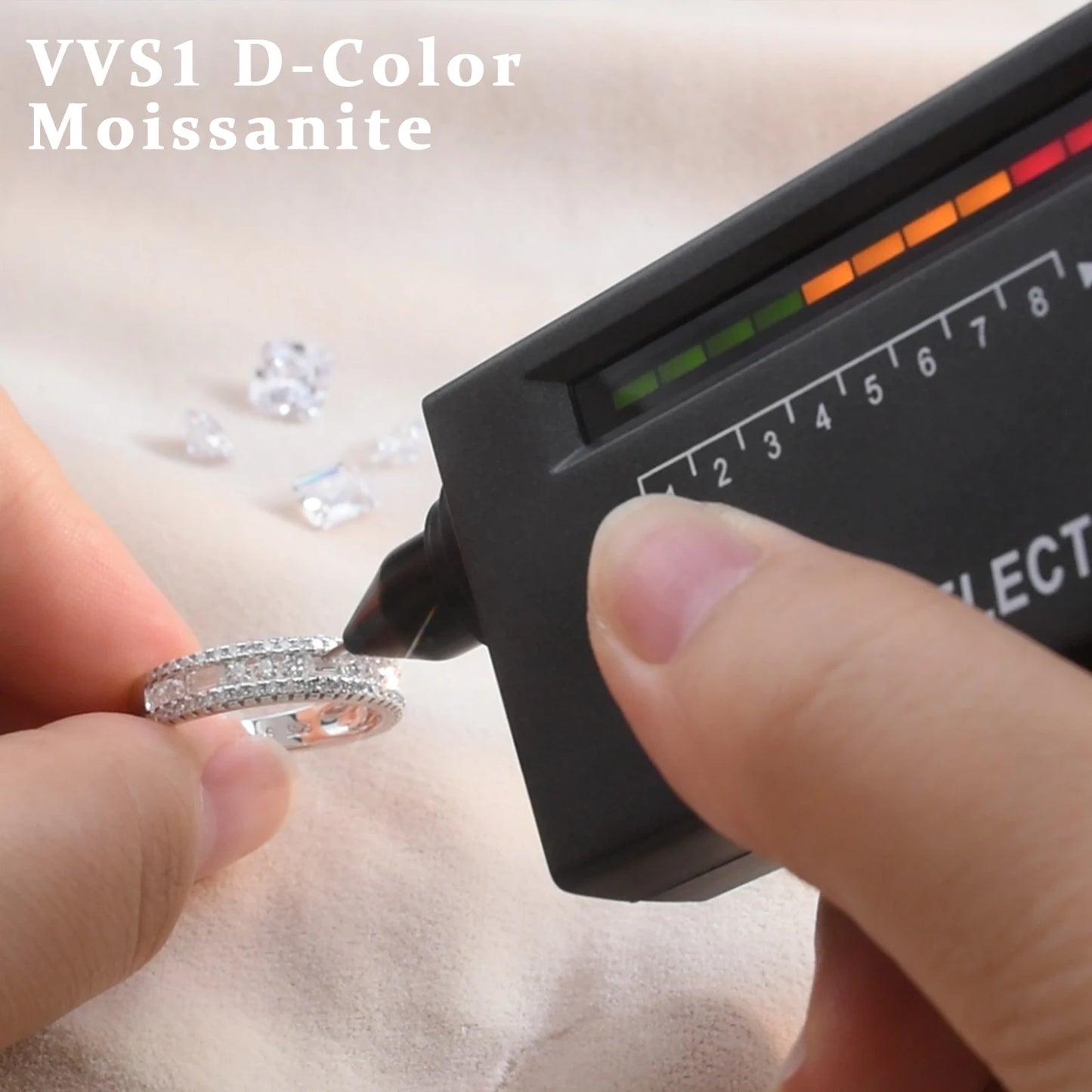 Newshe Moissanite Wedding Band for Women — Wide 925 Sterling Silver Promise & Engagement Ring with Round or Emerald Cut Simulated Diamond