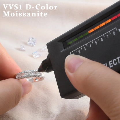 Newshe Moissanite Wedding Band for Women — Wide 925 Sterling Silver Promise & Engagement Ring with Round or Emerald Cut Simulated Diamond