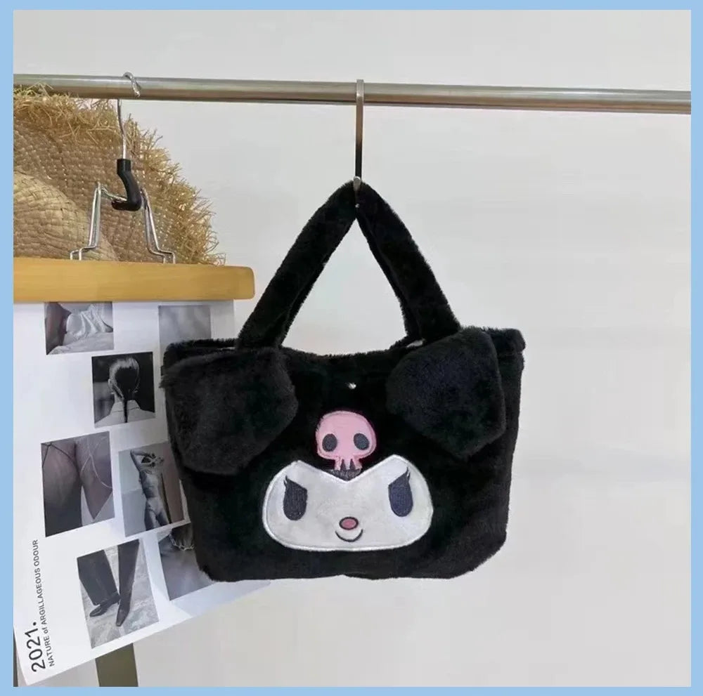 Kawaii Sanrio Kuromi Plush Backpack – Lolita Style Stuffed Animal Doll, My Melody Tote Bag for Women & Girls, Christmas Gift