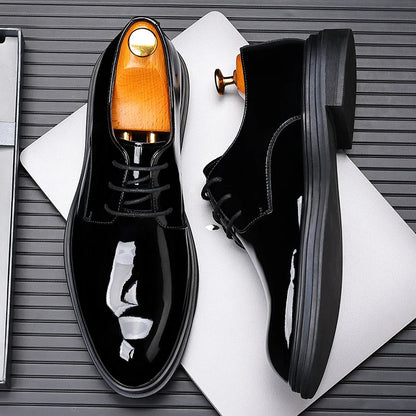 Men’s Patent Leather Derby Shoes - 6/8cm Height Increase Elevator Formal Business Dress Shoes