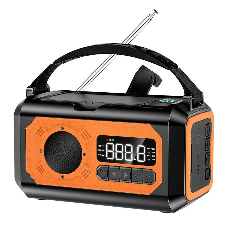 12000mAh AM/FM/NOAA Weather Radio – Solar Hand Crank Portable Emergency Radio with 2 Solar Panels, Reading Lamp for Camping