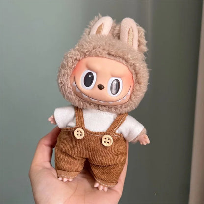 Cute Mini Plush Doll Clothes for 17cm Labubu – Various Overalls & Outfit Accessories